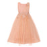 Big Girls Blush Pearl Bead Coiled Lace Satin Tulle Junior Bridesmaid Dress 8-16 - SophiasStyle.com